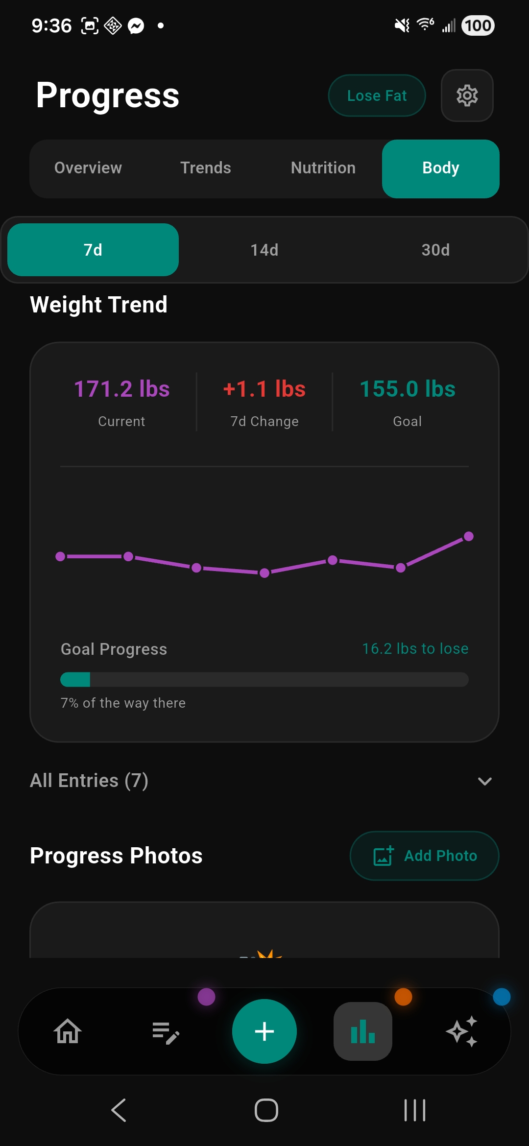 Progress screen
